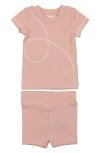 Maniere Manière Spiral Stitch Cotton Knit T-shirt & Shorts Set In Pale Pink