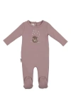 Maniere Babies' Manière Stargazer Cotton Blend Footie In Pink