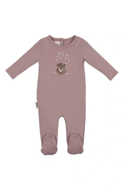 Maniere Babies' Manière Stargazer Cotton Blend Footie In Pink