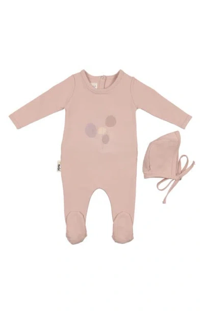 Maniere Babies' Manière Stitched Art Footie & Hat Set In Neutral