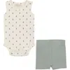 Maniere Babies' Manière Stretch Cotton Bodysuit & Shorts Set In Neutral