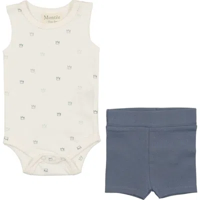 Maniere Babies' Manière Stretch Cotton Bodysuit & Shorts Set In Neutral