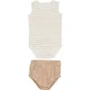 Maniere Manière Stripe Bodysuit & Bloomers Set In Neutral