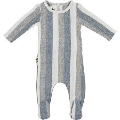 Maniere Babies' Manière Stripe Stretch Cotton Terry Footie In Gray