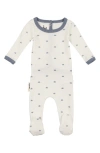 Maniere Kids' Manière Sun Print Stretch Cotton Footie In White/blue