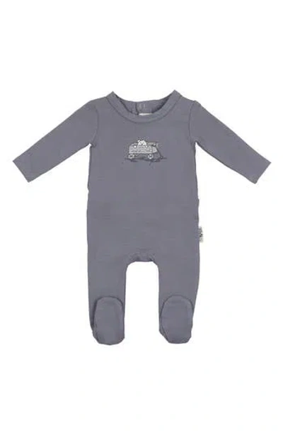 Maniere Babies' Manière Teddy Wagon Cotton Blend Footie In Gray