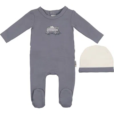 Maniere Babies' Manière Teddy Wagon Footie & Beanie Set In Gray