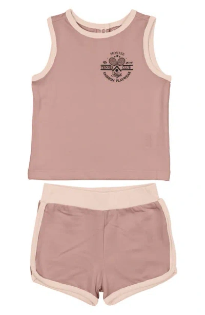 Maniere Kids' Manière Tennis Club Tank & Shorts Set In Mauve