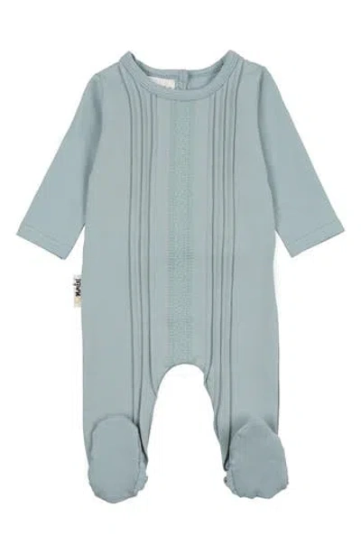 Maniere Babies' Manière Tiny Tucks Cotton Blend Footie In Blue