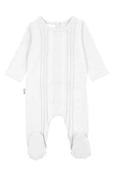 Maniere Babies' Manière Tiny Tucks Cotton Blend Footie In White