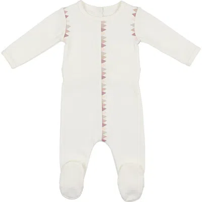 Maniere Babies' Manière Triangle Print Cotton Blend Footie In White