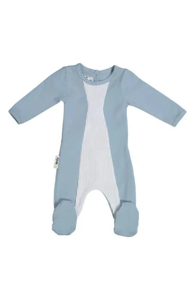 Maniere Babies' Manière Two-tone Footie In Blue