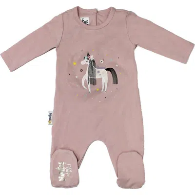 Maniere Babies' Manière Unicorn Print Cotton Blend Footie In Gray