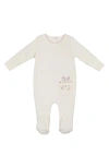 Maniere Babies' Manière Velour Embroidered Pocket Footie In White
