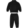 Maniere Manière Velour Funnel Neck Stretch Cotton Top & Joggers Set In Black