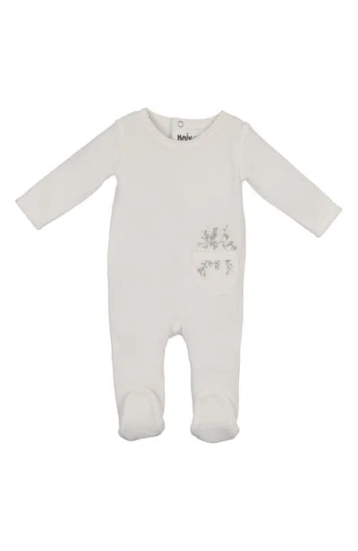 Maniere Babies' Manière Velour Pocket Cotton Blend Footie In White