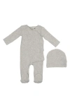 Maniere Manière Velour Wrap Footie & Hat Set In Gold