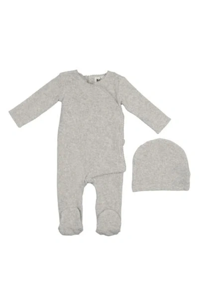Maniere Babies' Manière Velour Wrap Footie & Hat Set In Gold