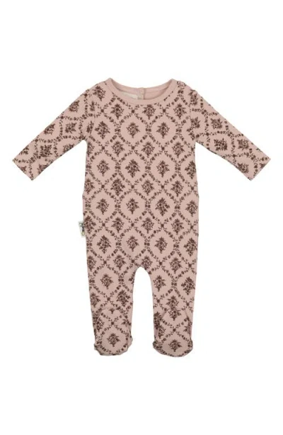Maniere Babies' Manière Victorian Print Footie In Brown