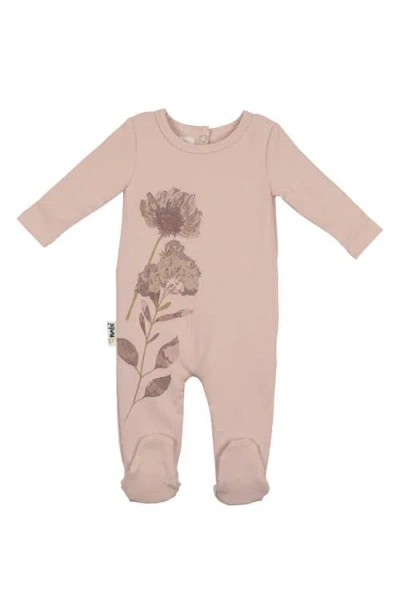 Maniere Babies' Manière Watercolor Floral Cotton Blend Footie In Neutral