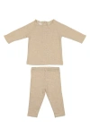 Maniere Babies' Manière Wave Stripe Cotton Top & Pants Set In Neutral
