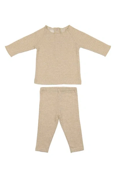Maniere Babies' Manière Wave Stripe Cotton Top & Pants Set In Neutral