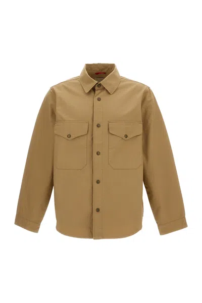 Manifattura Ceccarelli Beige Cotton Rip-stop Overshirt In Brown