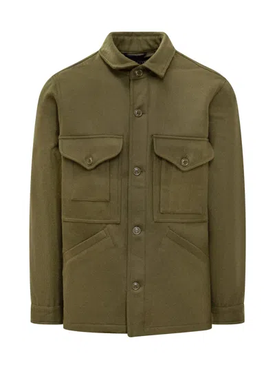 Manifattura Ceccarelli Military Green Utility Jacket With Front Pockets In Brown