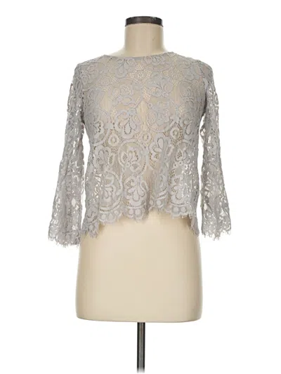 Pre-owned Maniju 3/4 Sleeve Top Silver Mock Neckline Tops