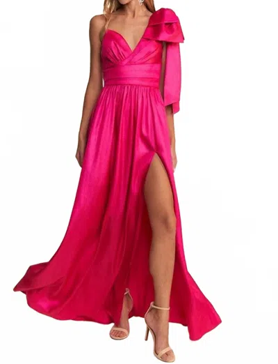 Maniju A-line Satin Gown In Fuchsia In Pink