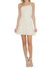 Maniju One Shoulder Embroidered Ruffle Hem Dress In Cream In White
