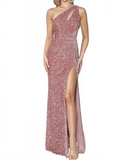 Maniju One Shoulder Shimmer Shine Prom Dress In Rose In Red