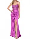 Maniju Satin Sequin Corset Prom Dress In Purple In Purple