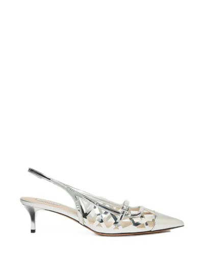 Manila Grace Cut-out Slingback Pumps In Silver