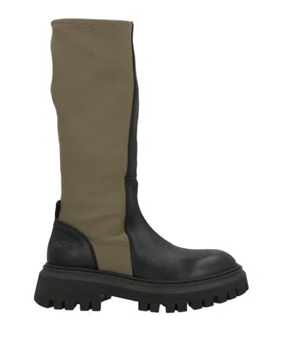 Manila Grace Girl Woman Boot Black Size 6 Leather, Textile Fibers