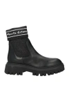 Manila Grace Woman Ankle Boots Black Size 5 Leather, Textile Fibers In Black