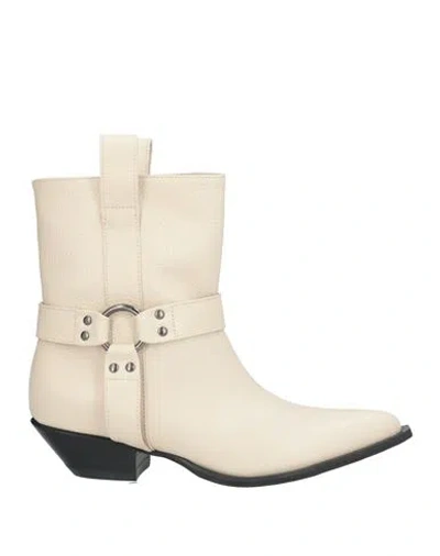 Manila Grace Woman Ankle Boots Ivory Size 8 Cow Leather In White