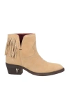 Manila Grace Woman Ankle Boots Sand Size 7 Soft Leather In Beige