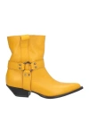 Manila Grace Woman Ankle Boots Yellow Size 8 Cow Leather In Yellow