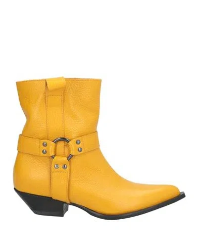 Manila Grace Woman Ankle Boots Yellow Size 8 Cow Leather