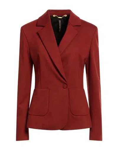 Manila Grace Woman Blazer Brick Size 8 Viscose, Polyamide, Elastane In Red