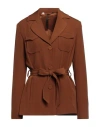 Manila Grace Woman Blazer Brown Size 10 Polyester, Elastane In Brown