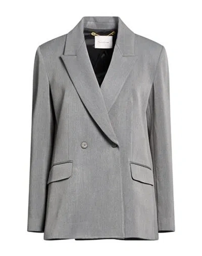 Manila Grace Woman Blazer Grey Size 8 Polyester, Viscose, Elastane In Black