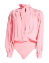 Manila Grace Woman Bodysuit Pink Size 10 Acetate, Silk, Cotton, Elastane In Pink