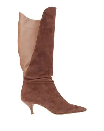 Manila Grace Woman Boot Brown Size 6 Leather In Brown