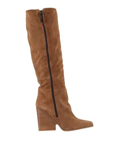 Manila Grace Woman Boot Camel Size 8 Leather In Beige