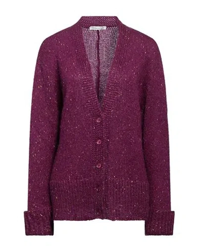 Manila Grace Woman Cardigan Plum Size M Acrylic, Polyamide, Mohair Wool, Polyester In Purple