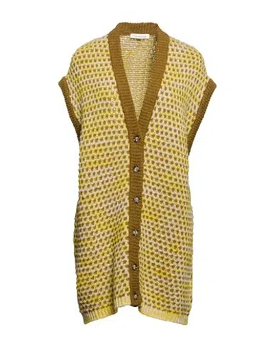 Manila Grace Woman Cardigan Yellow Size L Wool, Polyamide, Acrylic, Viscose
