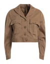Manila Grace Woman Jacket Military Green Size 6 Cotton, Elastane