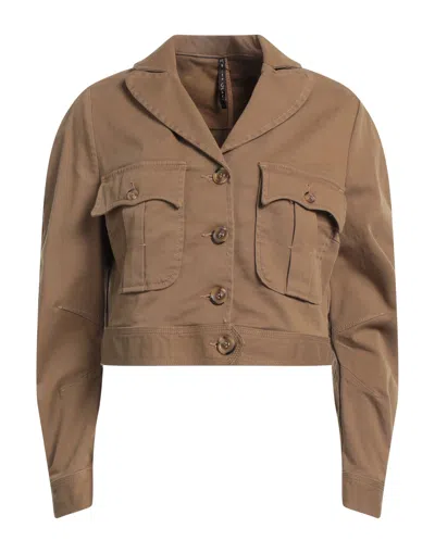Manila Grace Woman Jacket Military Green Size 6 Cotton, Elastane